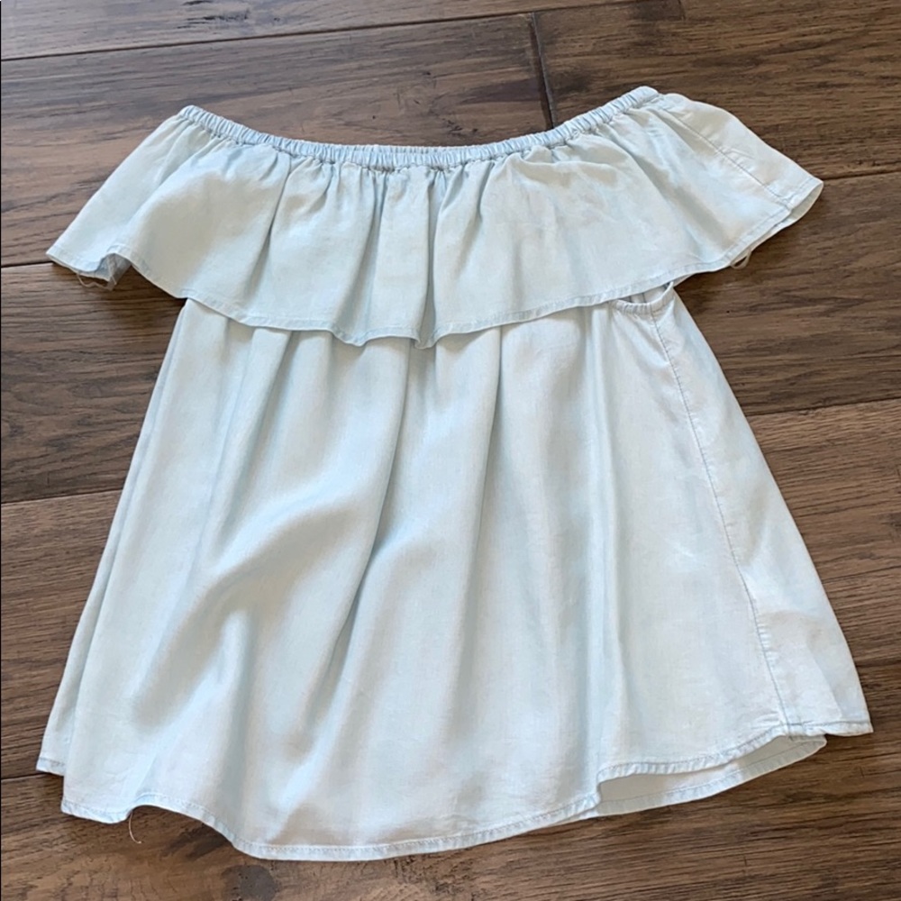 Off the shoulder baby blue top